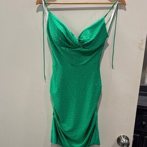 Sherri Hill Green Mini Dress with Spaghetti Straps